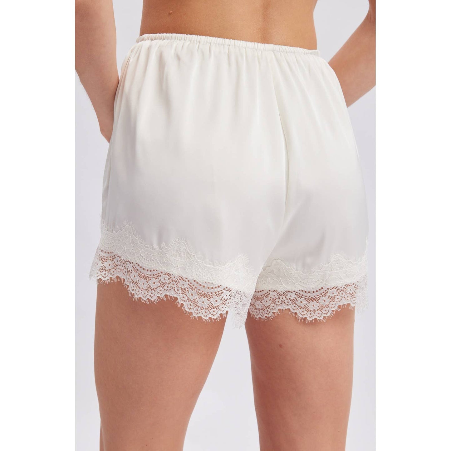Wishlist Apparel - SCALLOP LACE TRIM SATIN SHORTS
