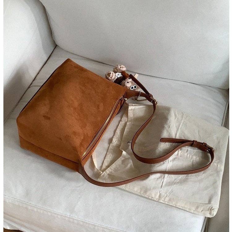 Dipped Shop - Vintage Suede Adjustable Shoulder Crossbody Bag