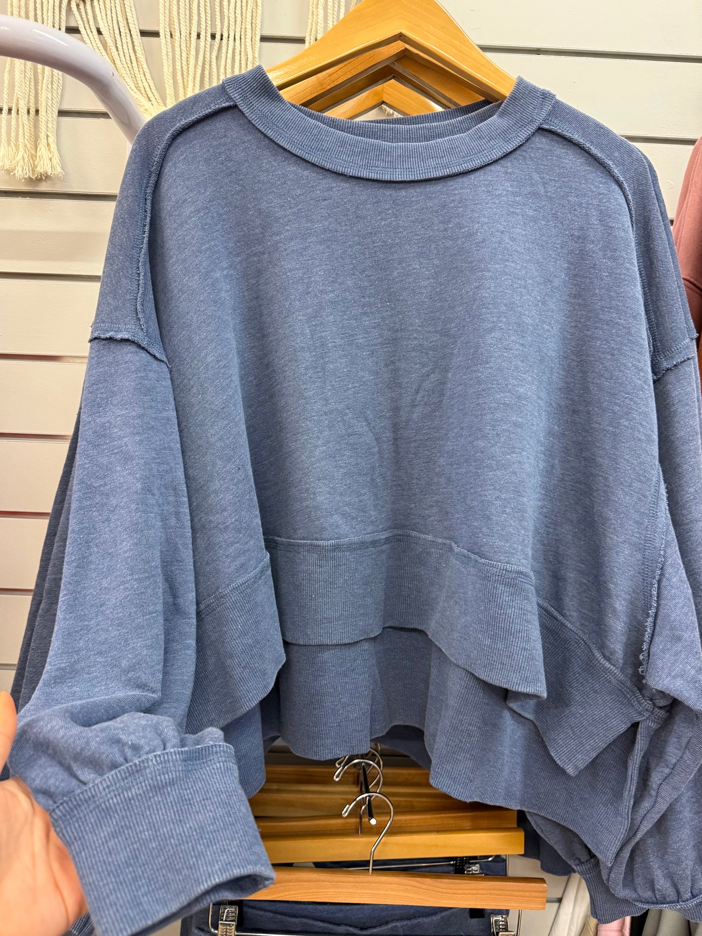 La Biz Exposed Seams Sweatshirt - Indigo Blue