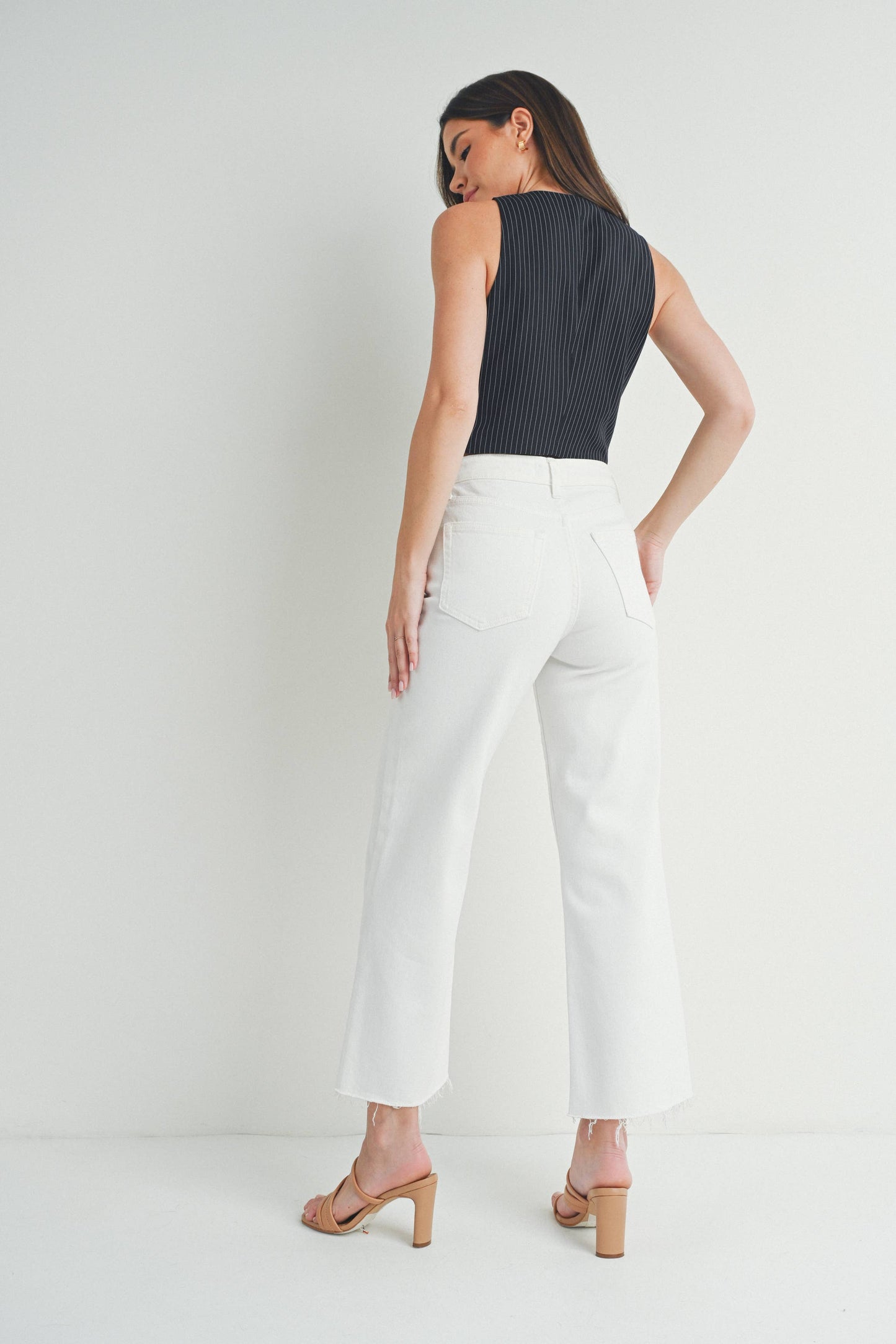 Just Black Denim White Slim Wide Leg Jean