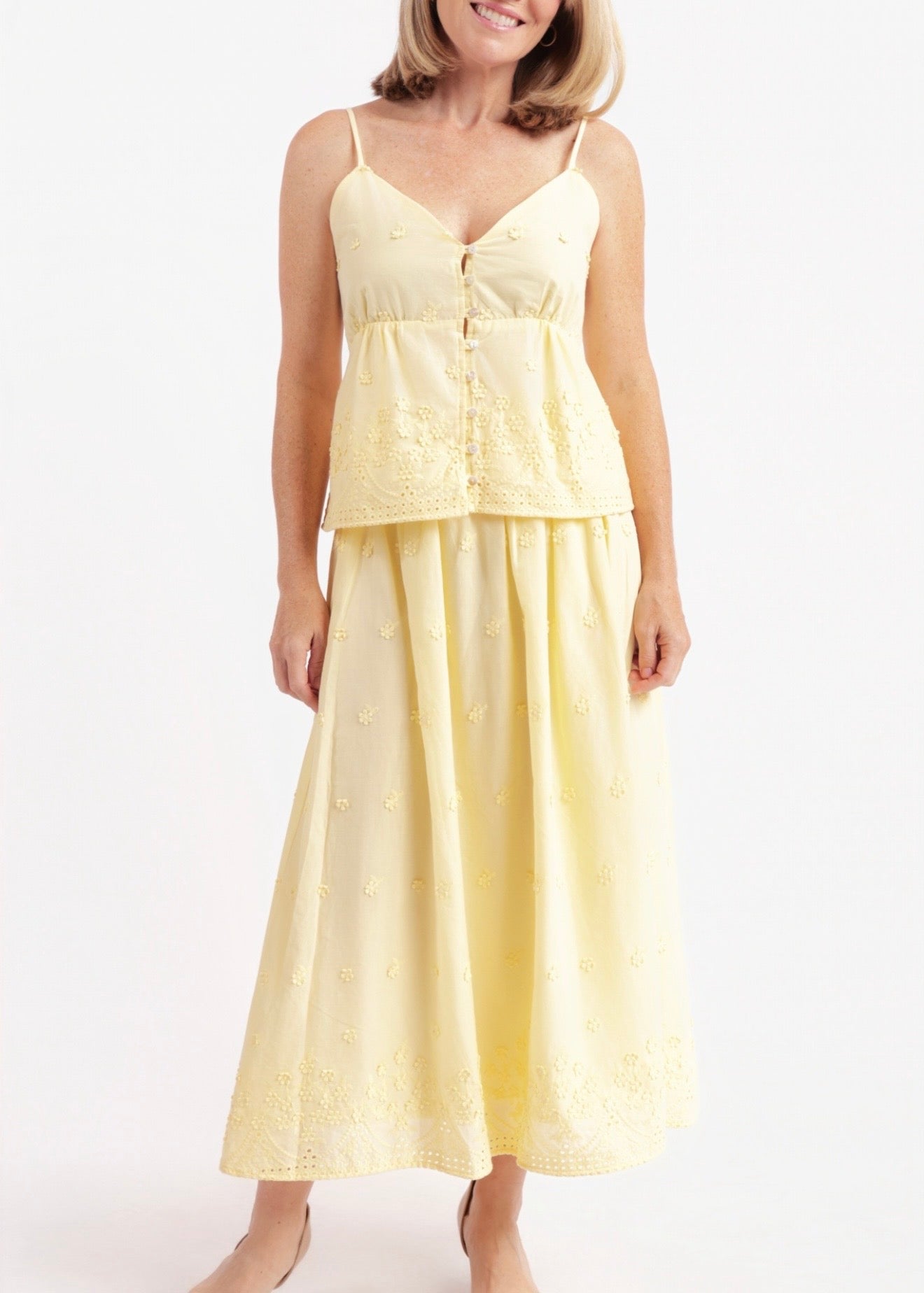 Sadie & Sage Beachglass Embroidered Maxi Skirt - Yellow