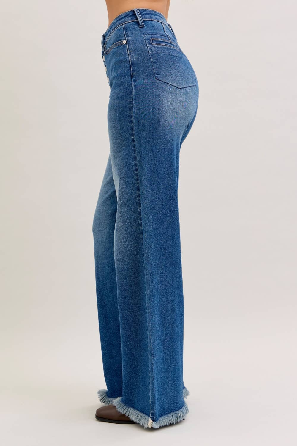 Judy Blue Jeans - HW Column Straight Button-Fly & Back Welt Pkts: DK