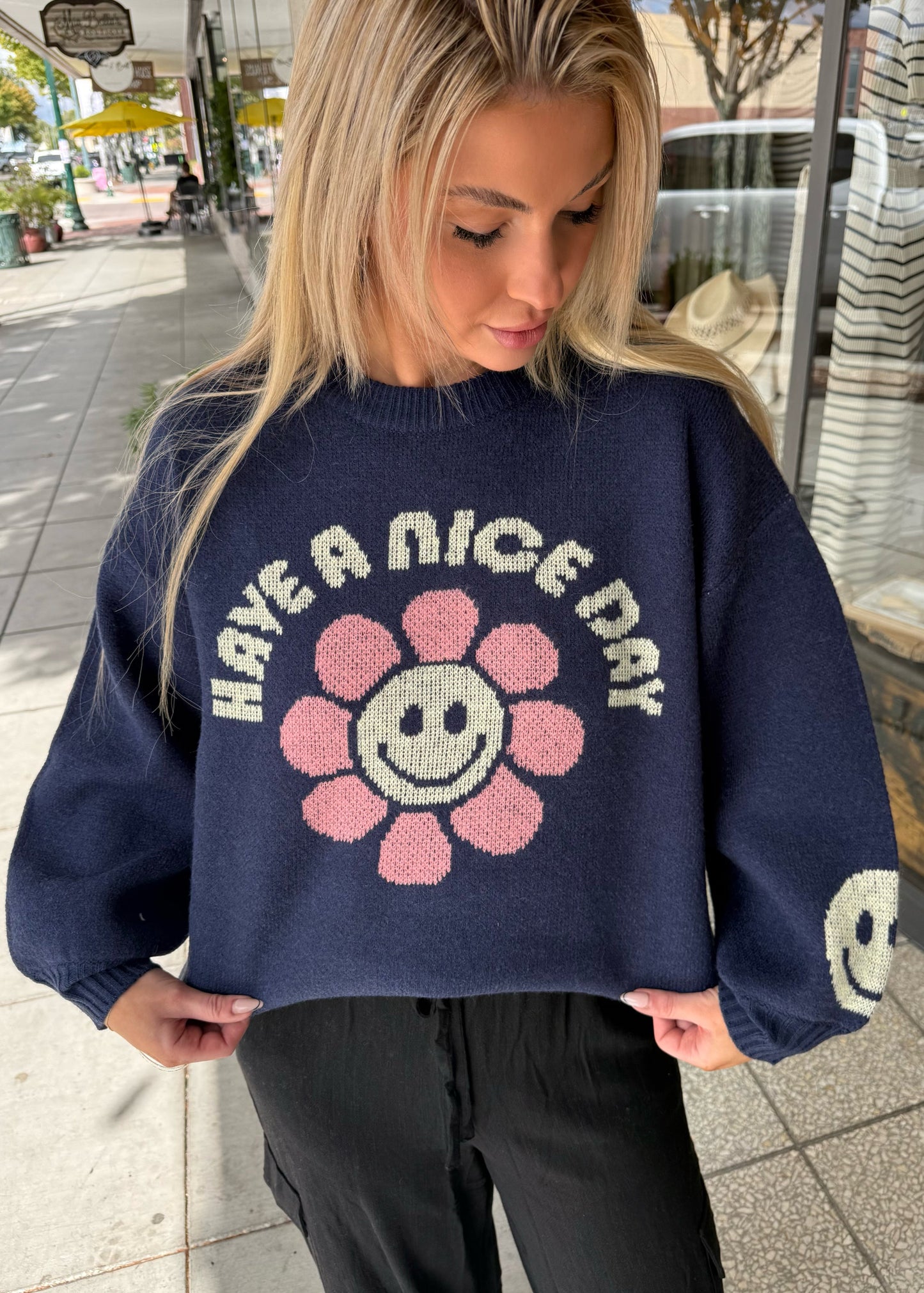 Girl Dangerous Have a Nice Day Oversized Sweater