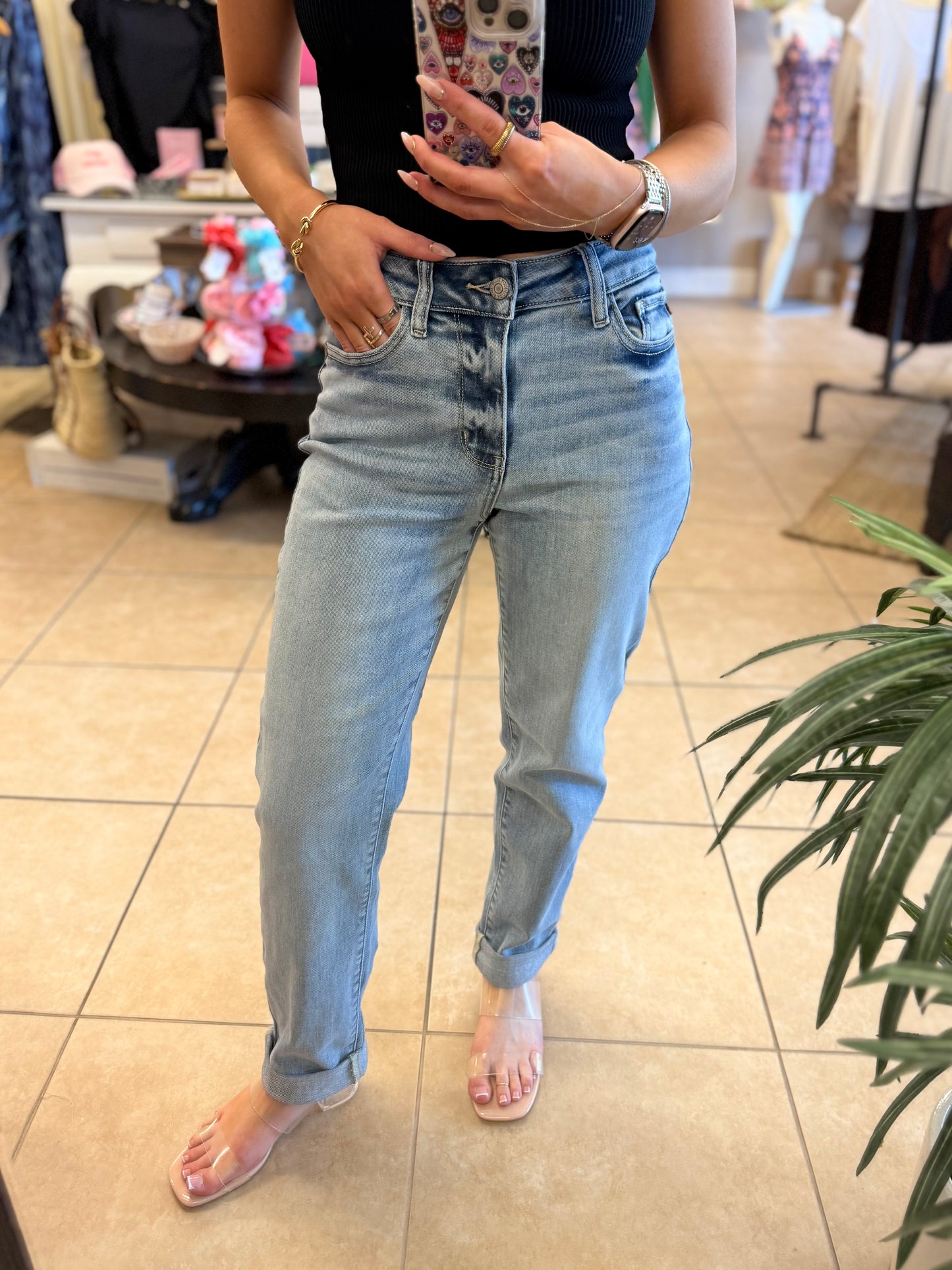 Judy Blue Billie MR Cuffed Jean - Light Wash