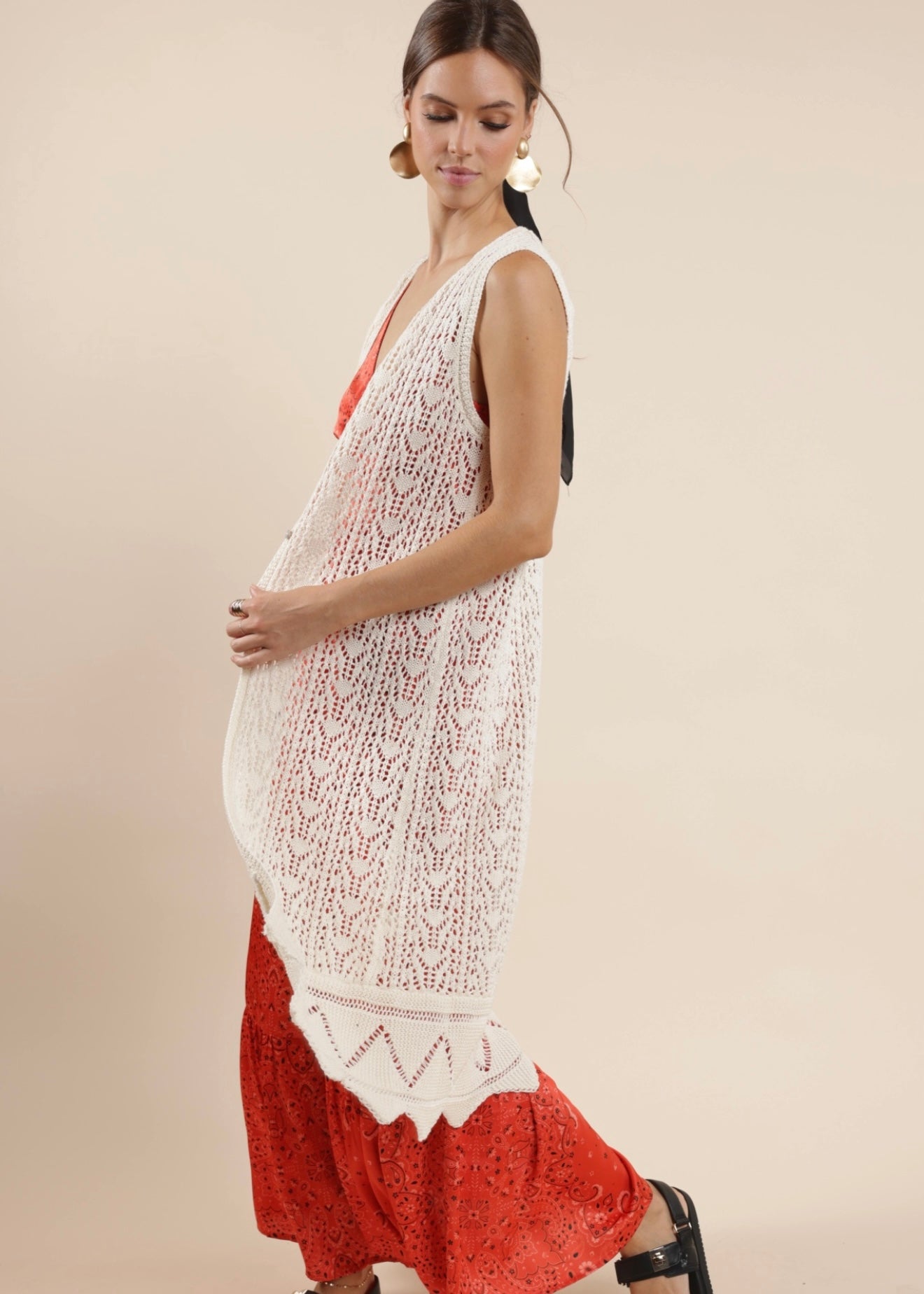 Sage the Label Tatum Crochet Duster Vest