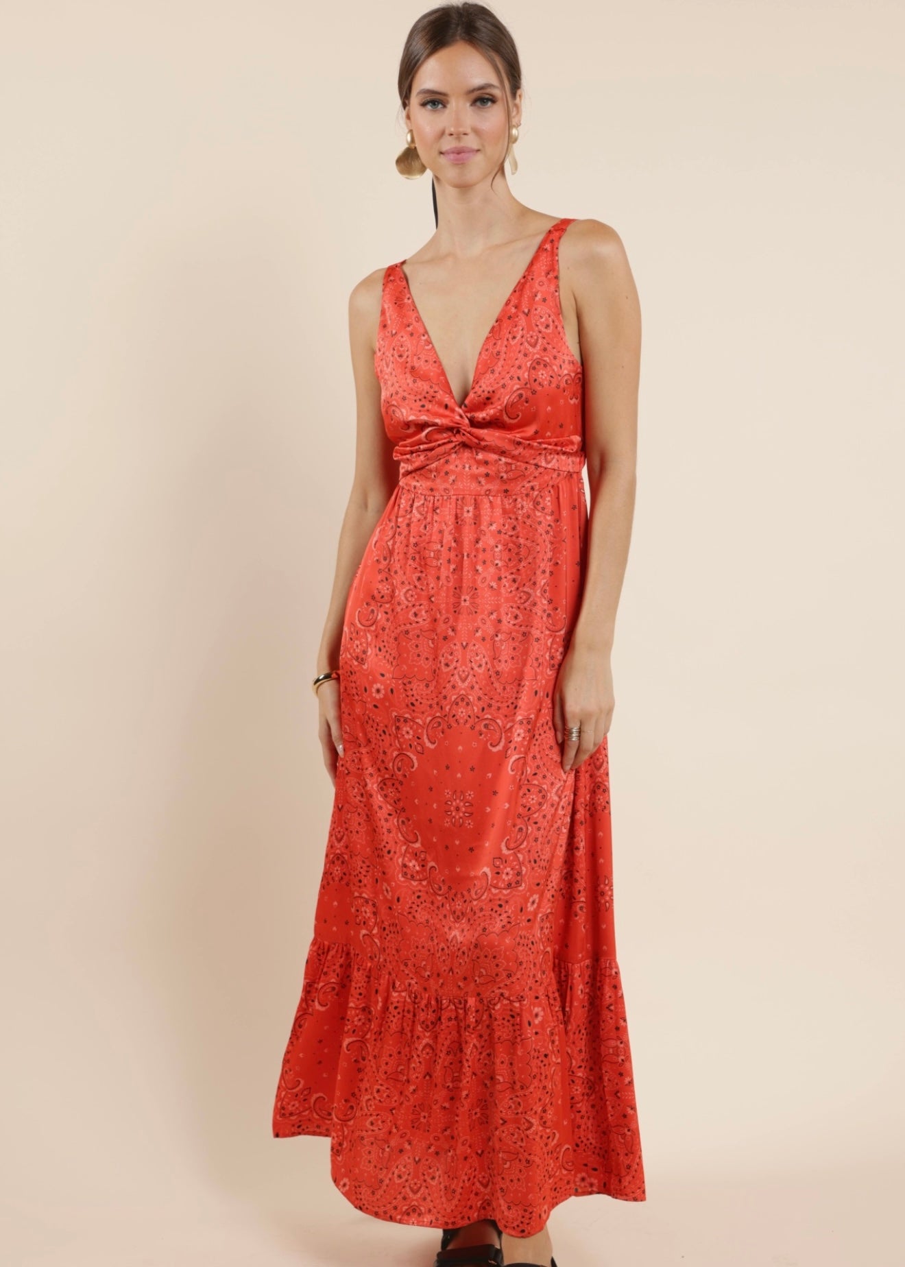 Sage the Label Music Fest Bandana Printed Satin Maxi Dress