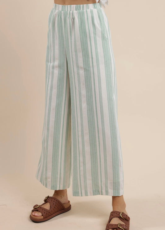 Sage the Label Platter Pull On Wide Leg Pants - Green