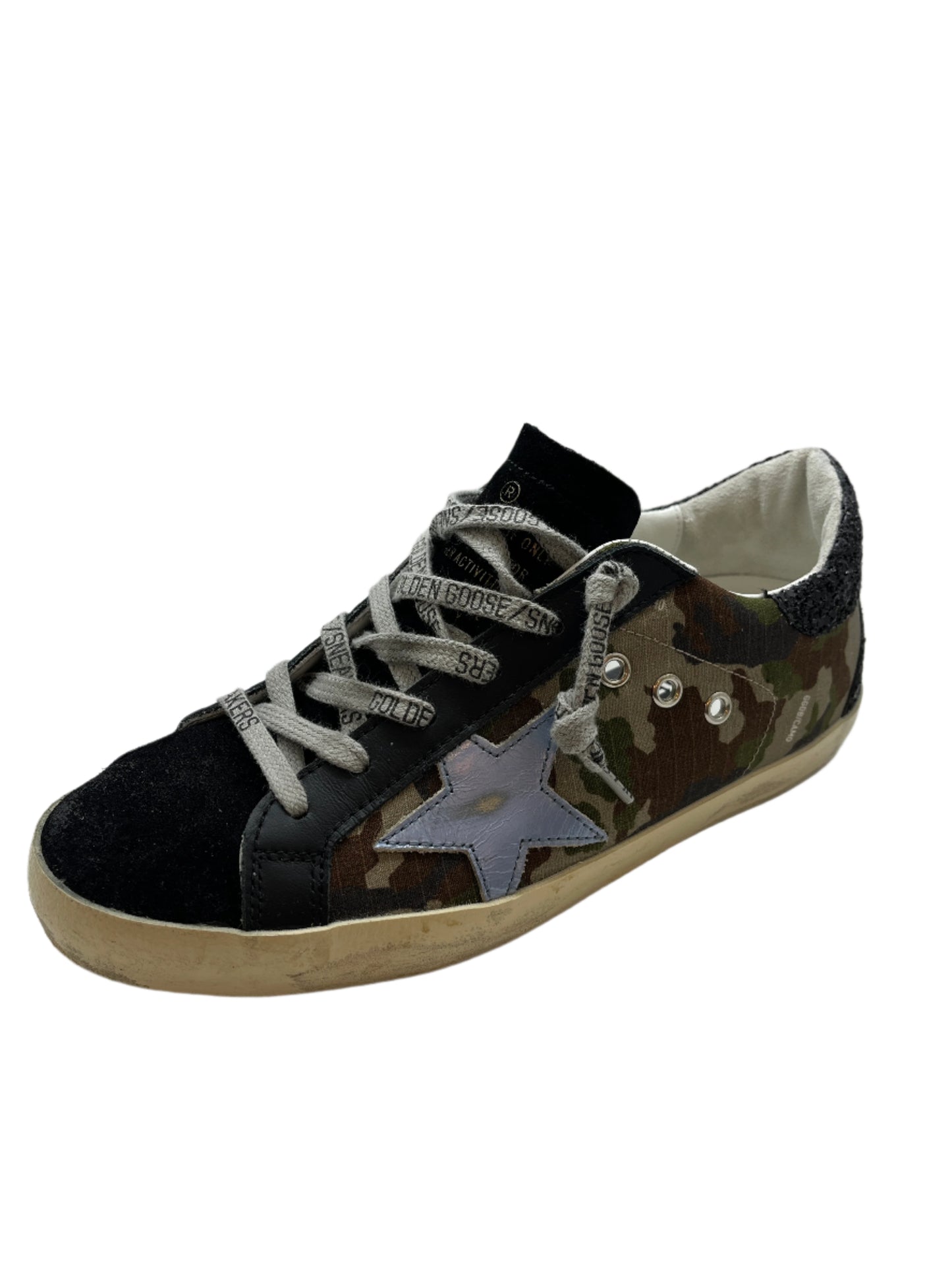 Golden Goose Green Camouflage Rip Stop Sneaker Size 38