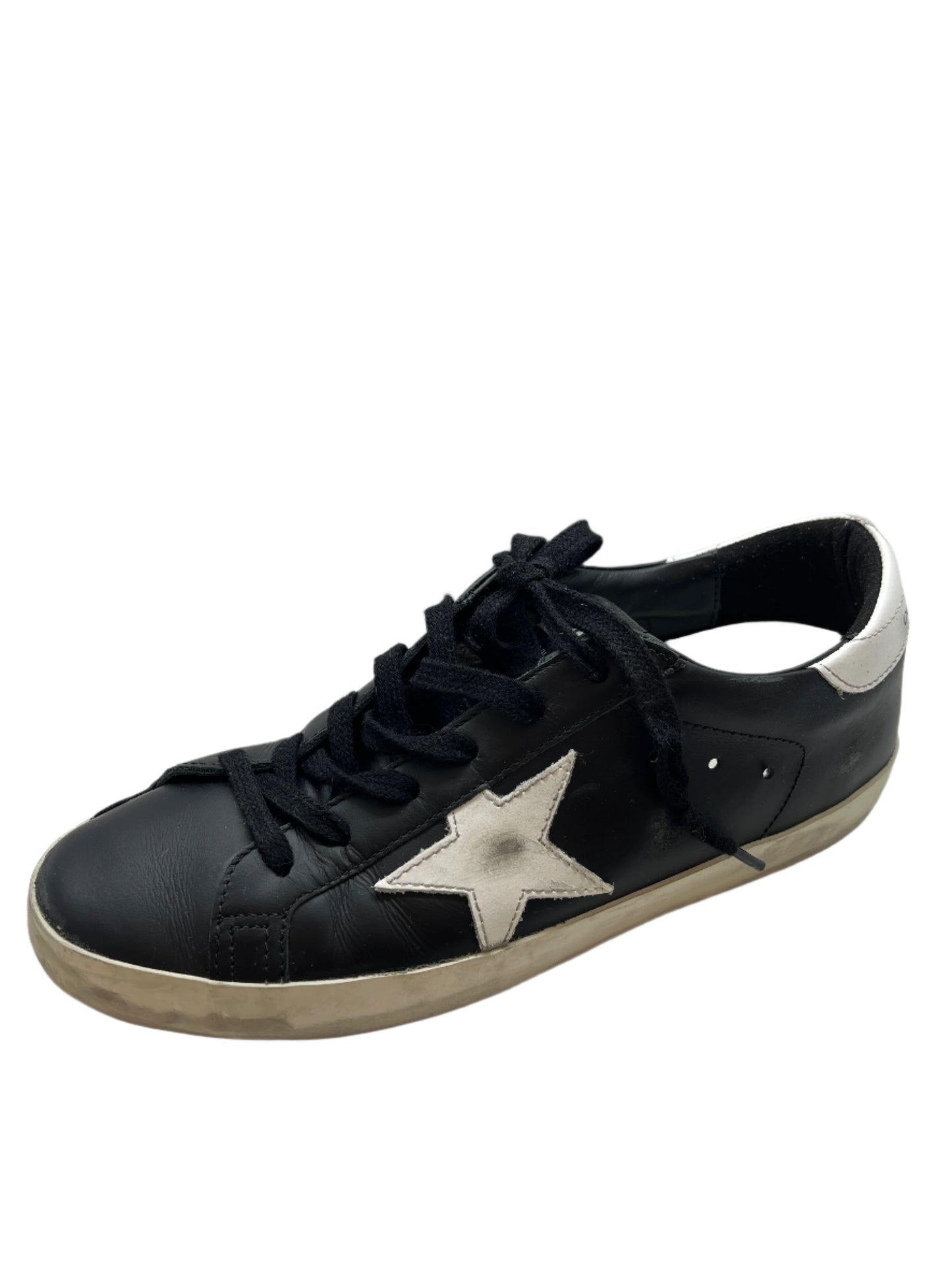 Golden Goose Super-Star Black Leather Sneaker Size 39