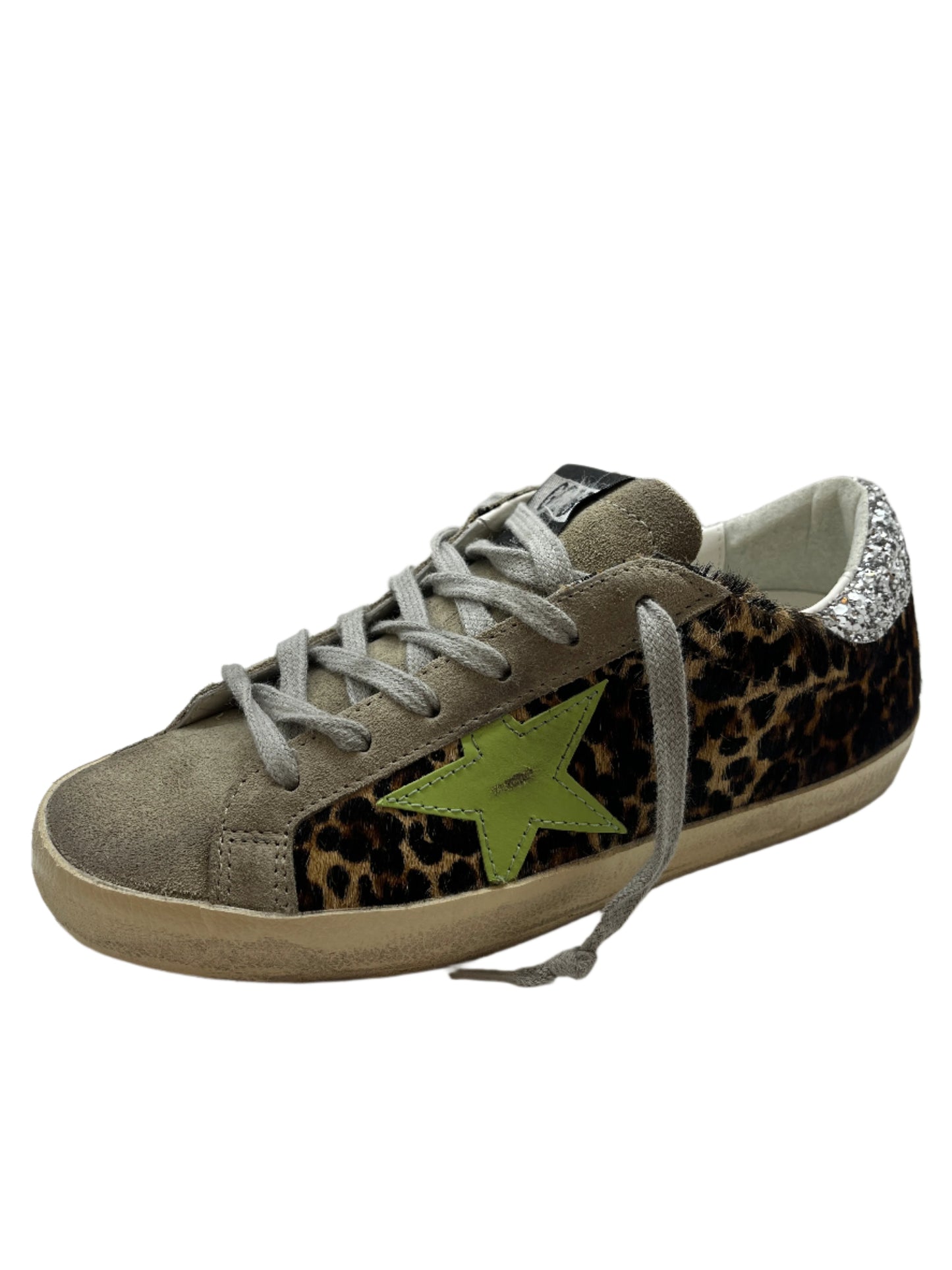 Golden Goose Suede and Cheetah Print Super Star Sneakers Size 37