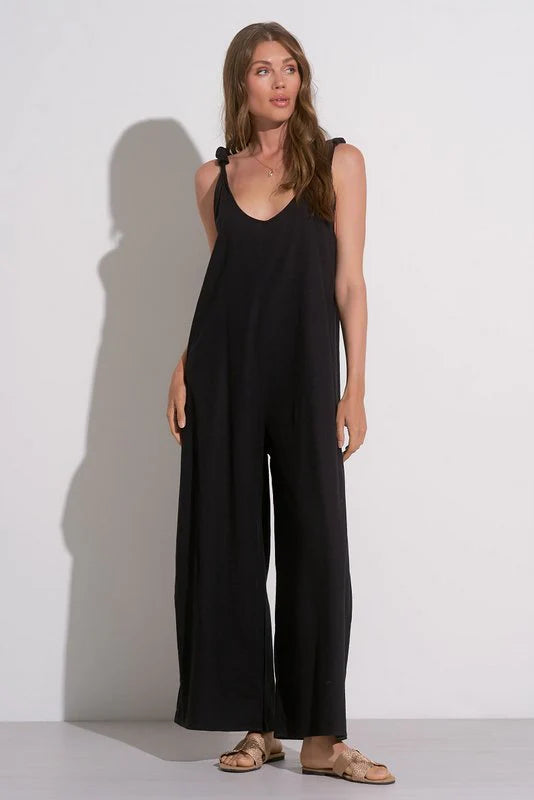 Elan Lyra Linen Jumpsuit - Black