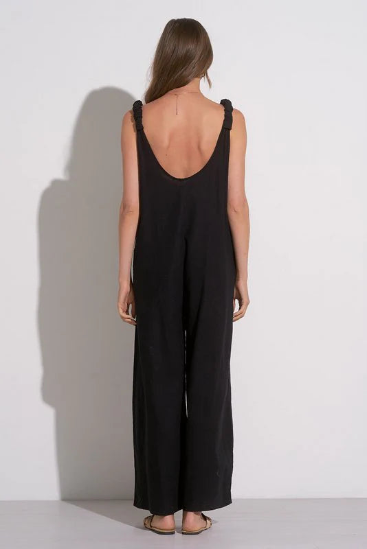 Elan Lyra Linen Jumpsuit - Black