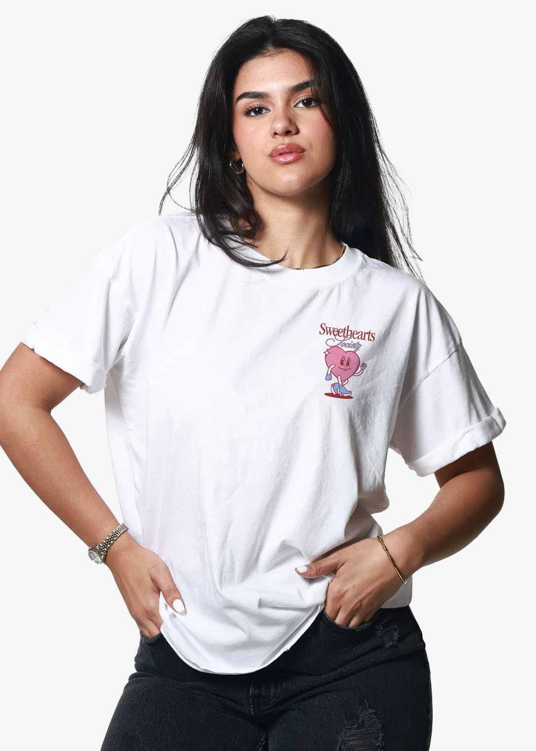 Girl Dangerous Sweetheart Vintage White Boyfriend Tee