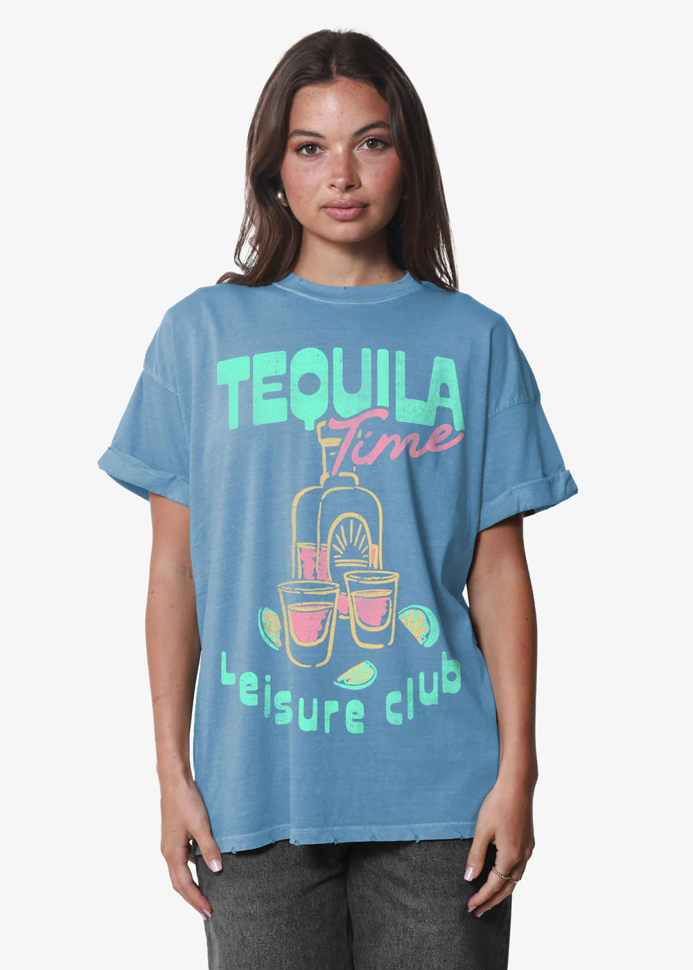 Girl Dangerous Tequila Time Denim Graphic Tee