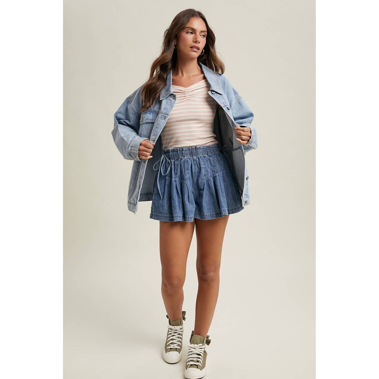 Wishlist Apparel - PLEATED DENIM SHORTS: Denim