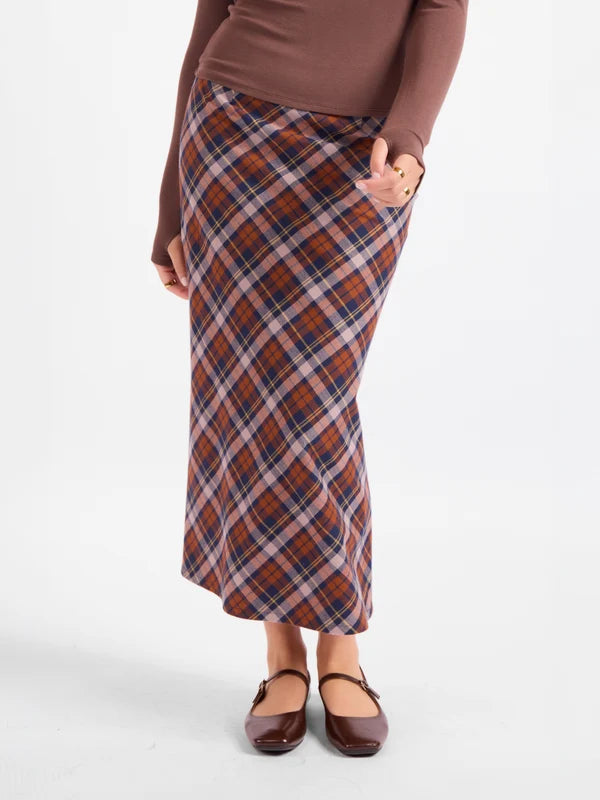 Sadie & Sage Academia Plaid Maxi Skirt