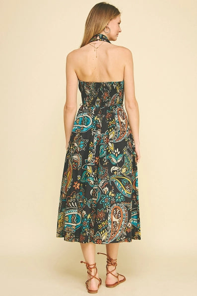 Pinch Paisley Halter Mid Dress