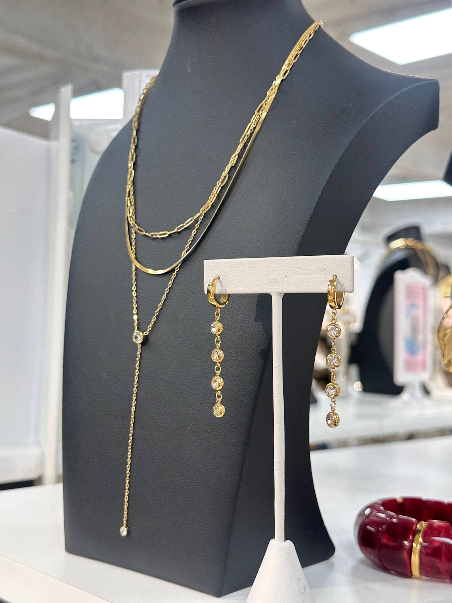 mila + stevie - CZ Crystal Huggie Drop Earrings