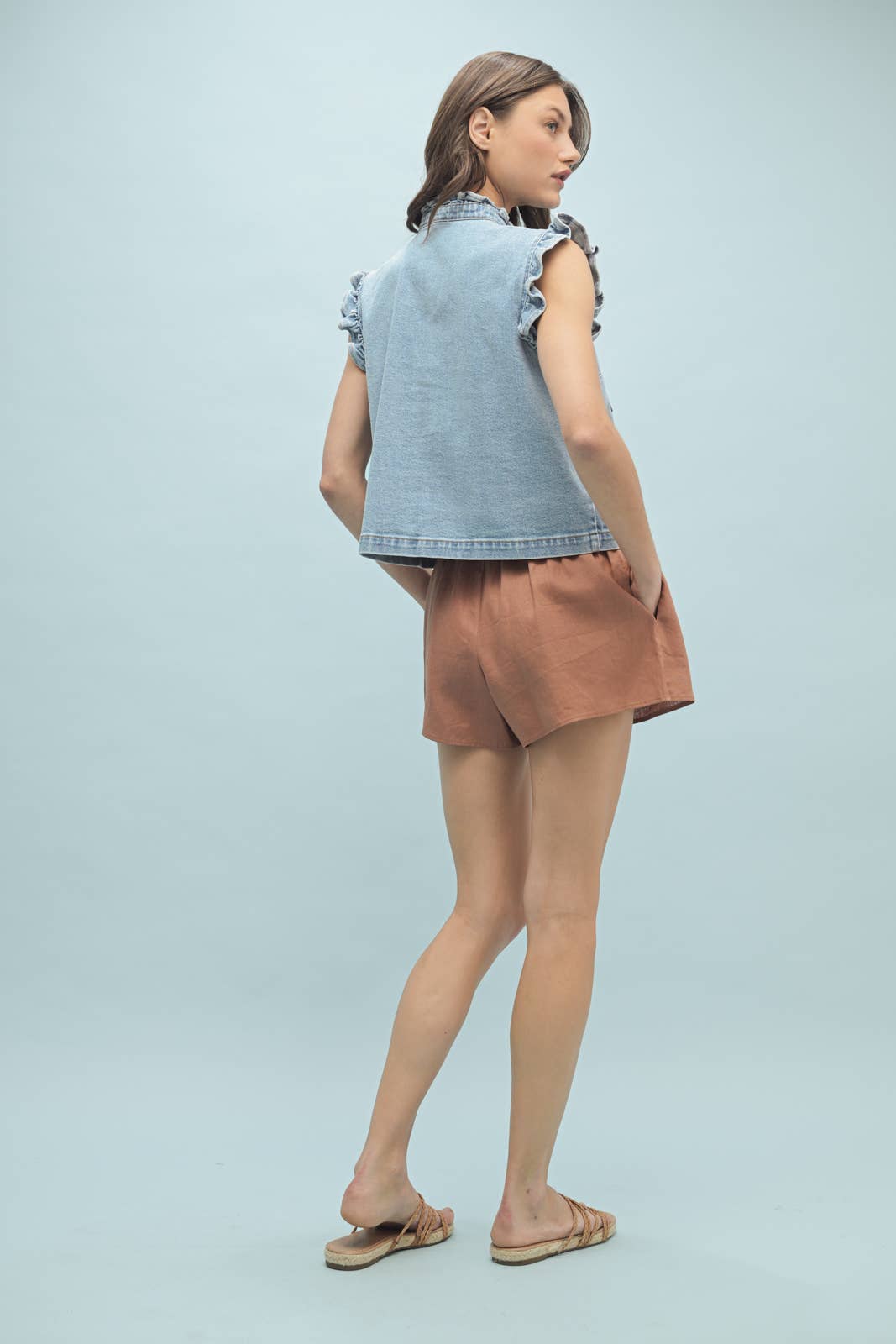 Wishlist Apparel - DENIM RUFFLE SLEEVE VEST