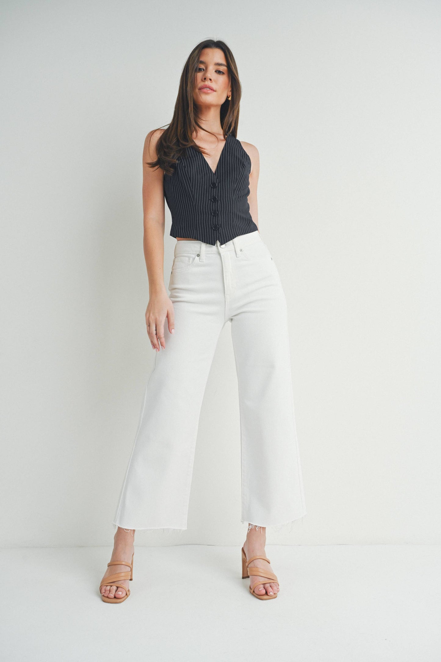 Just Black Denim White Slim Wide Leg Jean