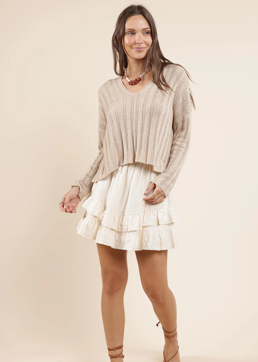Sadie & Sage Devon Wide Rib Knit Sweater – Taupe