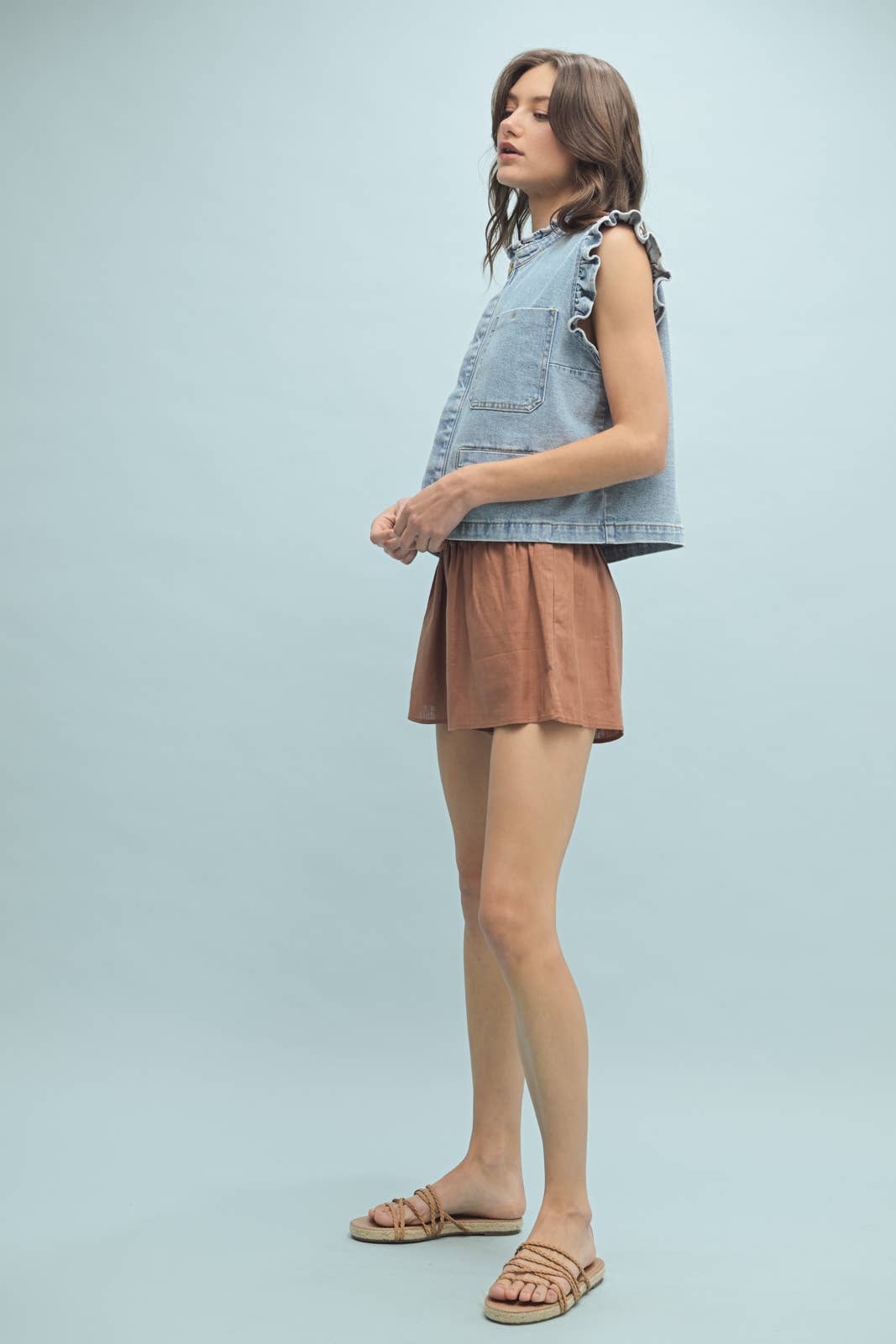 Wishlist Apparel - DENIM RUFFLE SLEEVE VEST