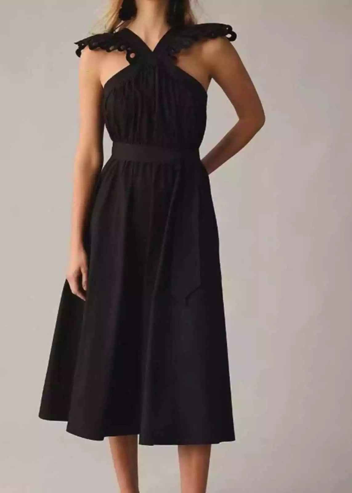 En Saison Eyelet Midi Dress - Blk