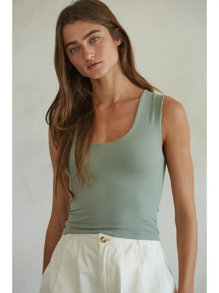 By Together Knit Nylon Spandex Sleeveless Double Layered Seamless Top