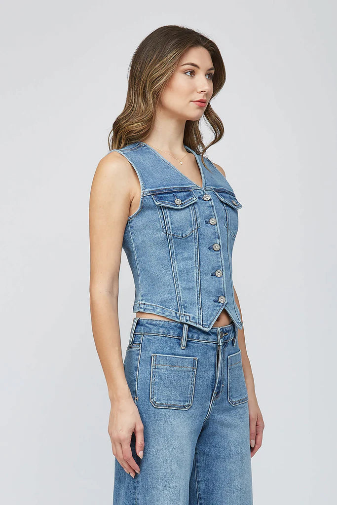 Hidden Medium Fitted Denim Vest