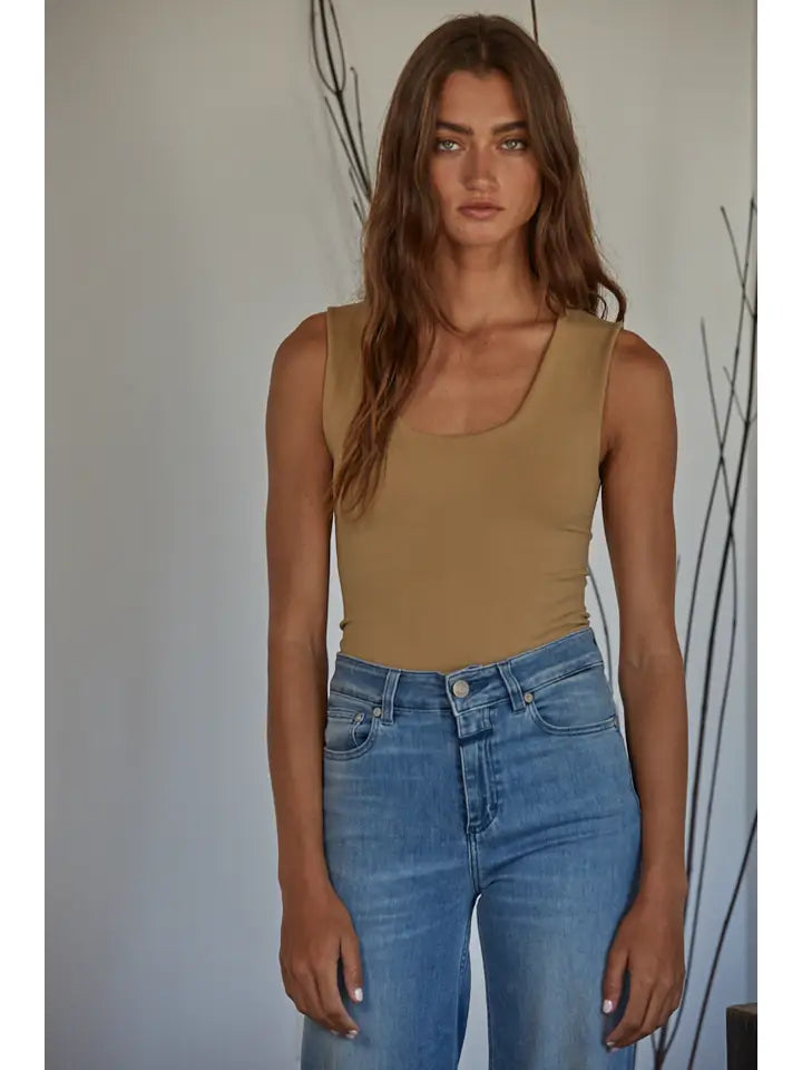 By Together Knit Nylon Spandex Sleeveless Double Layered Seamless Top