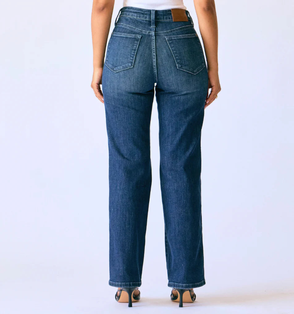 Judy Blue MR Petite Straight Leg Jean - Dark Wash