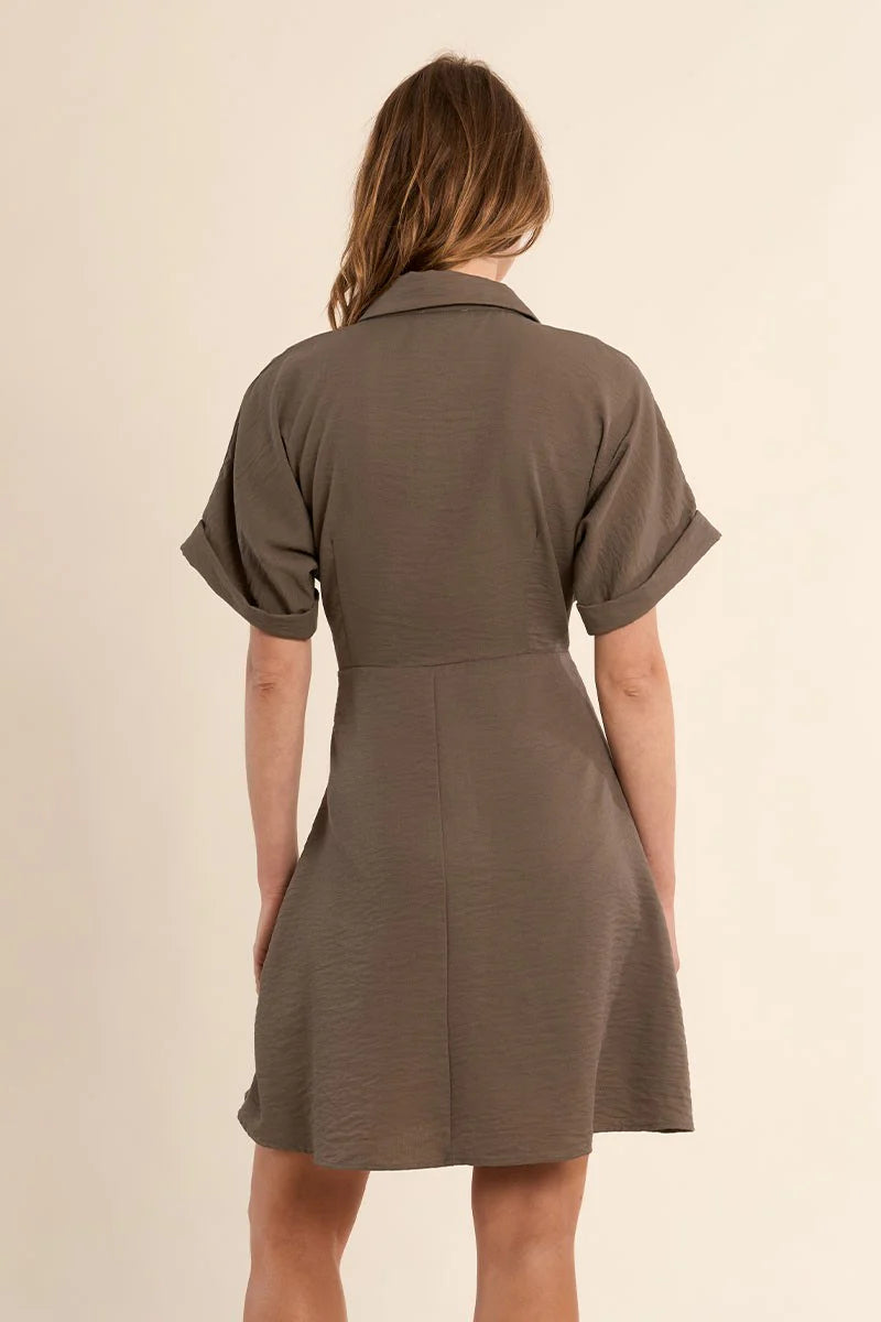 Molly Bracken Short Sleeve Dress - Khaki