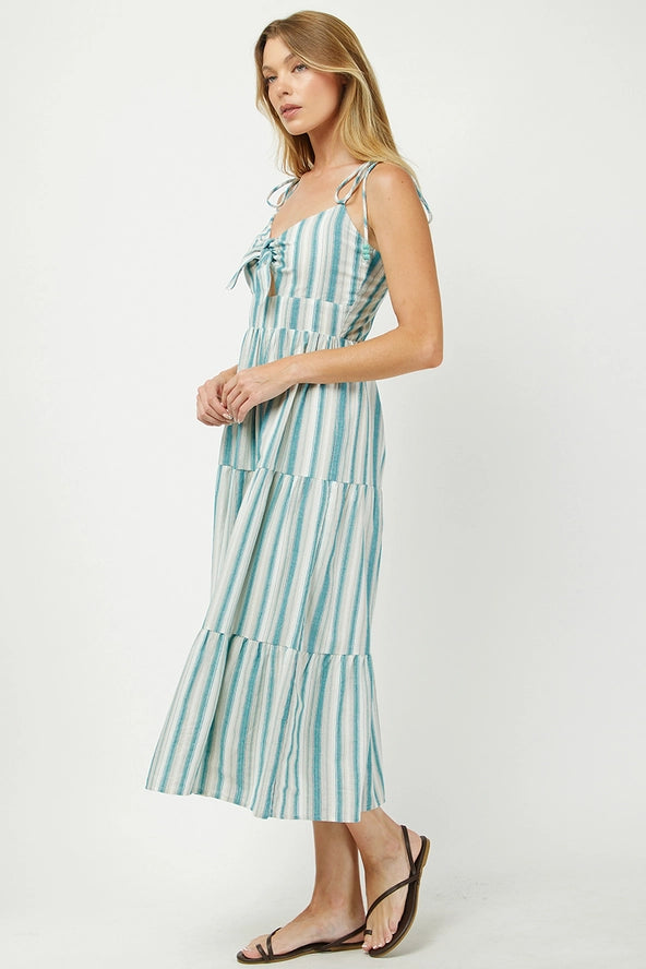 Needii Linen Striped Midi Dress