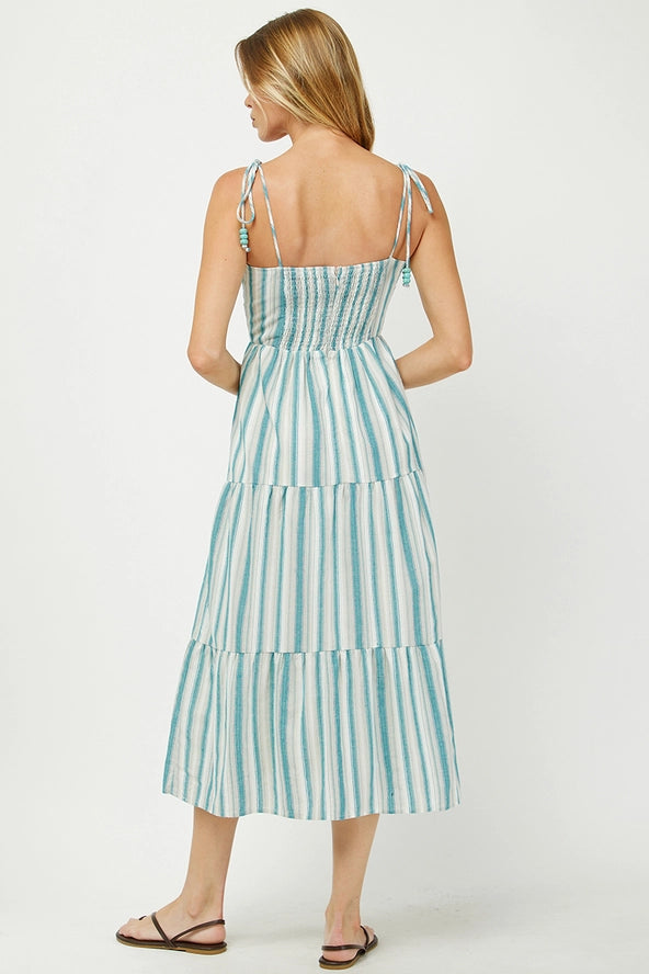Needii Linen Striped Midi Dress