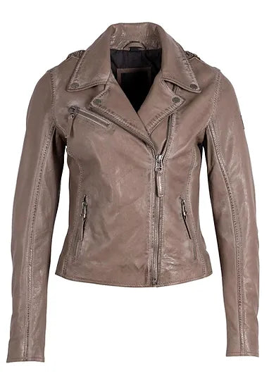 Mauritius Christy Cozy Taupe Leather Jacket