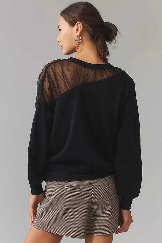 Maeve Sheer Shoulder Pullover Knit Sweater