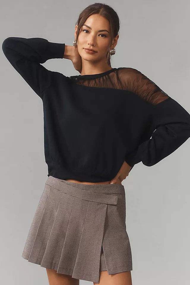 Maeve Sheer Shoulder Pullover Knit Sweater