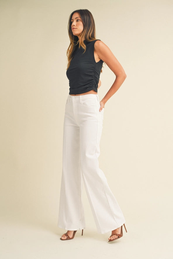 Just Black Denim Palazzo Jeans - White