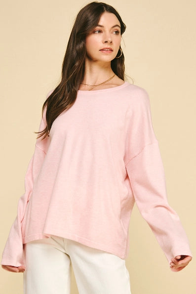 Pinch Soft Yarn Knit Sweater - Pink
