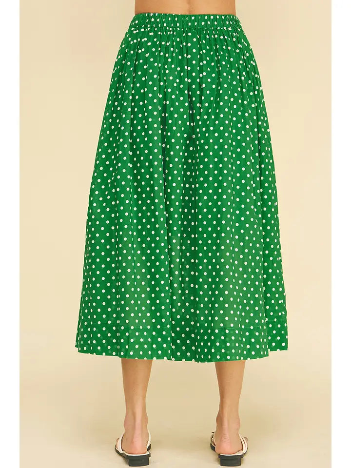 Pinch Polka Dot Midi Skirt - Green