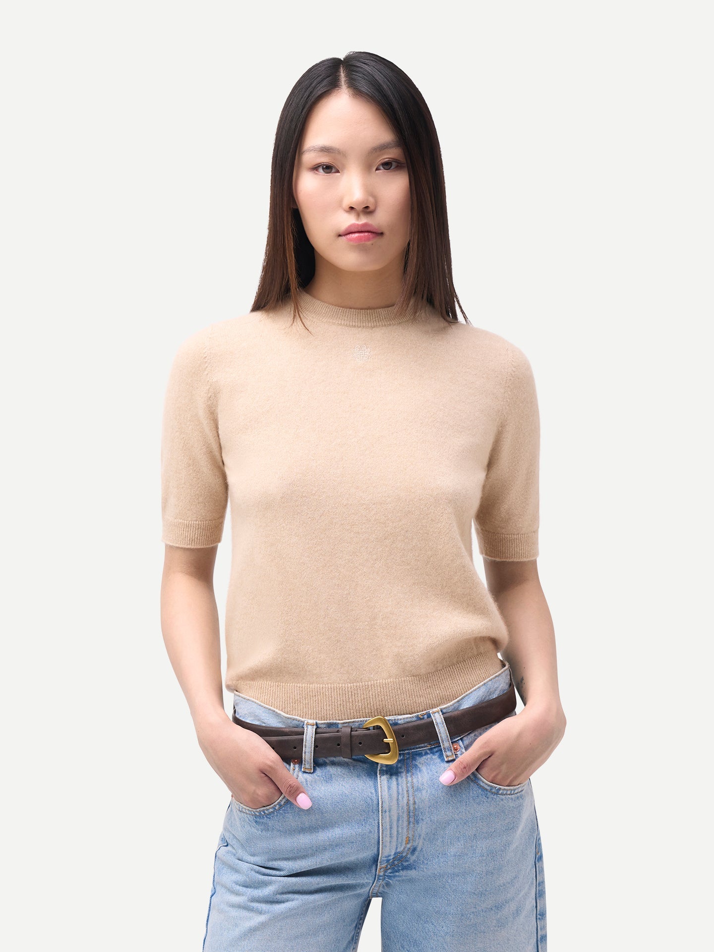 RD Style Margie Elbow Sleeve Crewneck Taupe