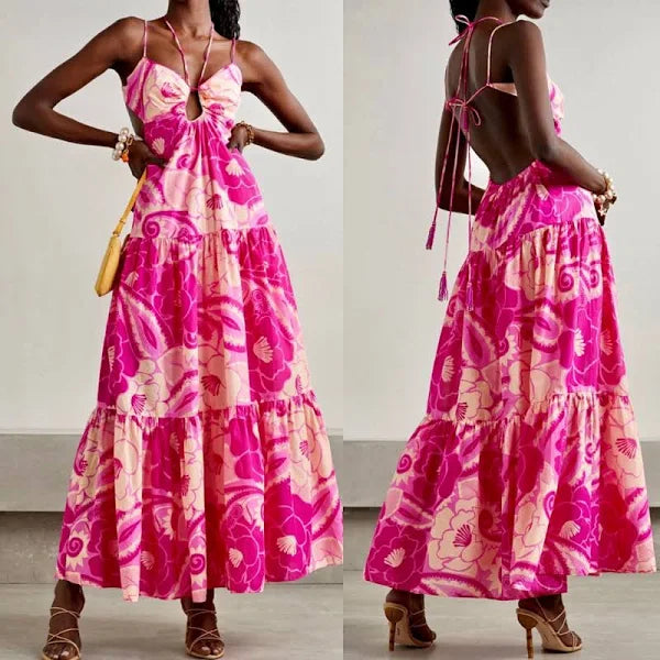 Farm Rio Pink Tropical Groove Cutout Maxi (NWT)