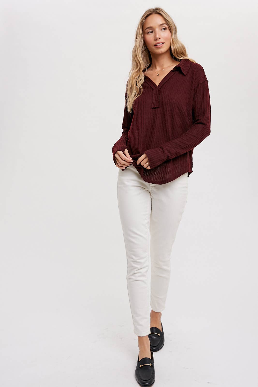 Bluivy - Brushed Waffle Henley Top