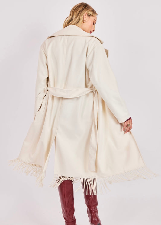 Sadie & Sage Reeve Soft Fringe Coat - Cream