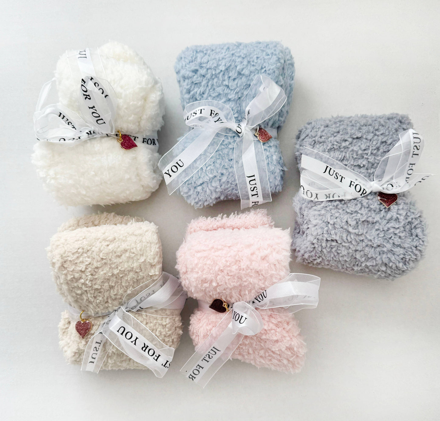 Whim and Whimsy Gift Co. - Women's Cozy Socks with Heart Charm: White