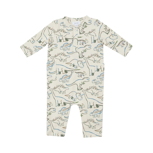 Angel Dear French Terry Collar Romper - Artsy Dino