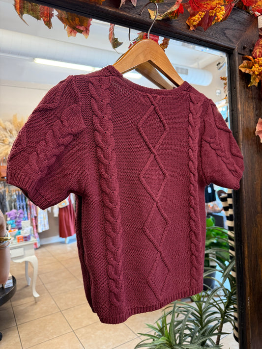 Needii Short Sleeve Button Down - Burgandy