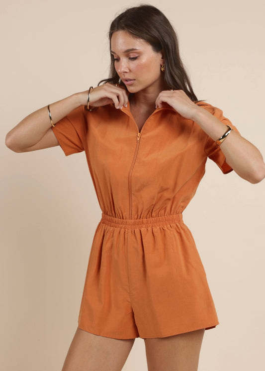 Sadie & Sage Honey Hues Zip Up Romper
