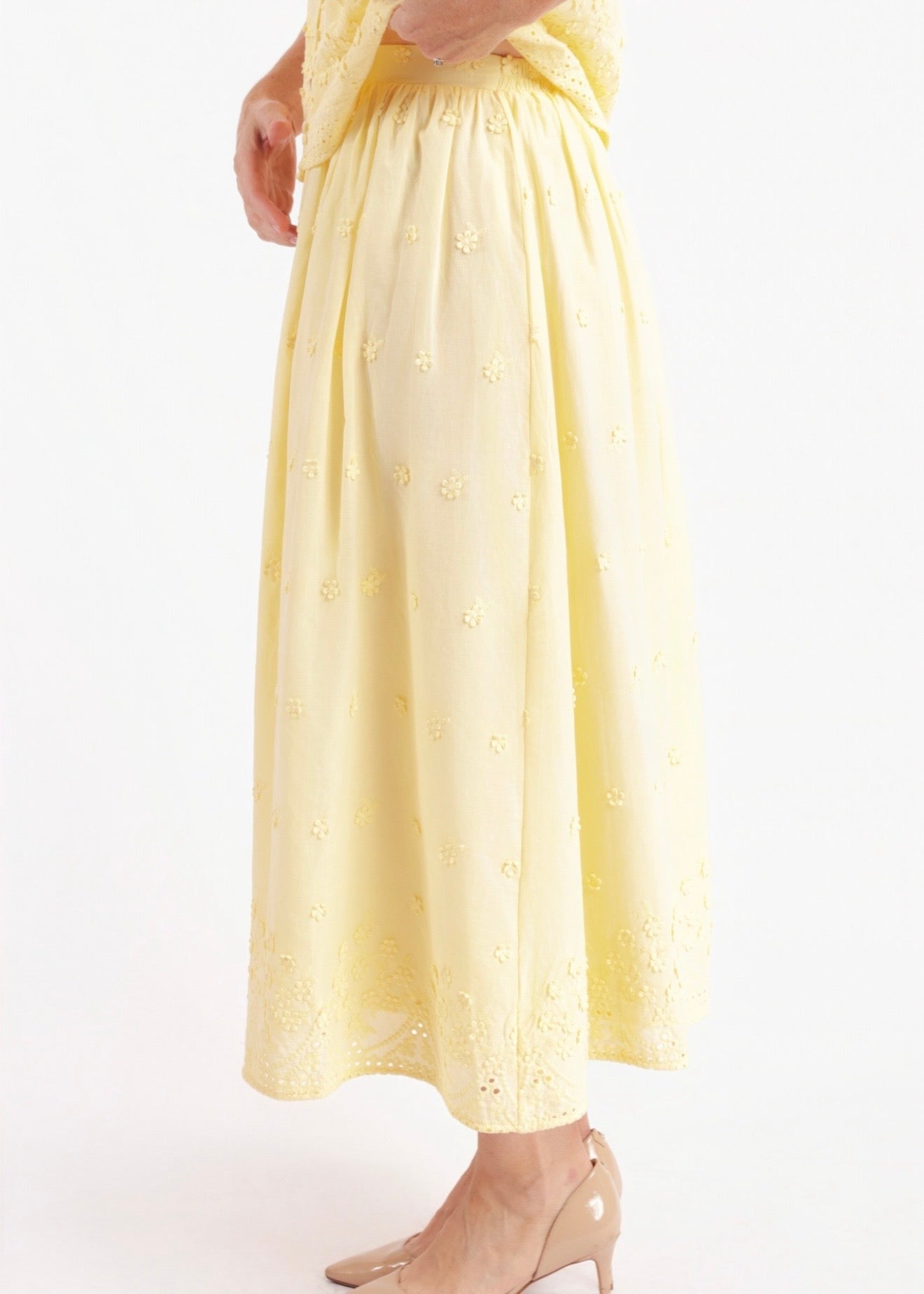Sadie & Sage Beachglass Embroidered Maxi Skirt - Yellow