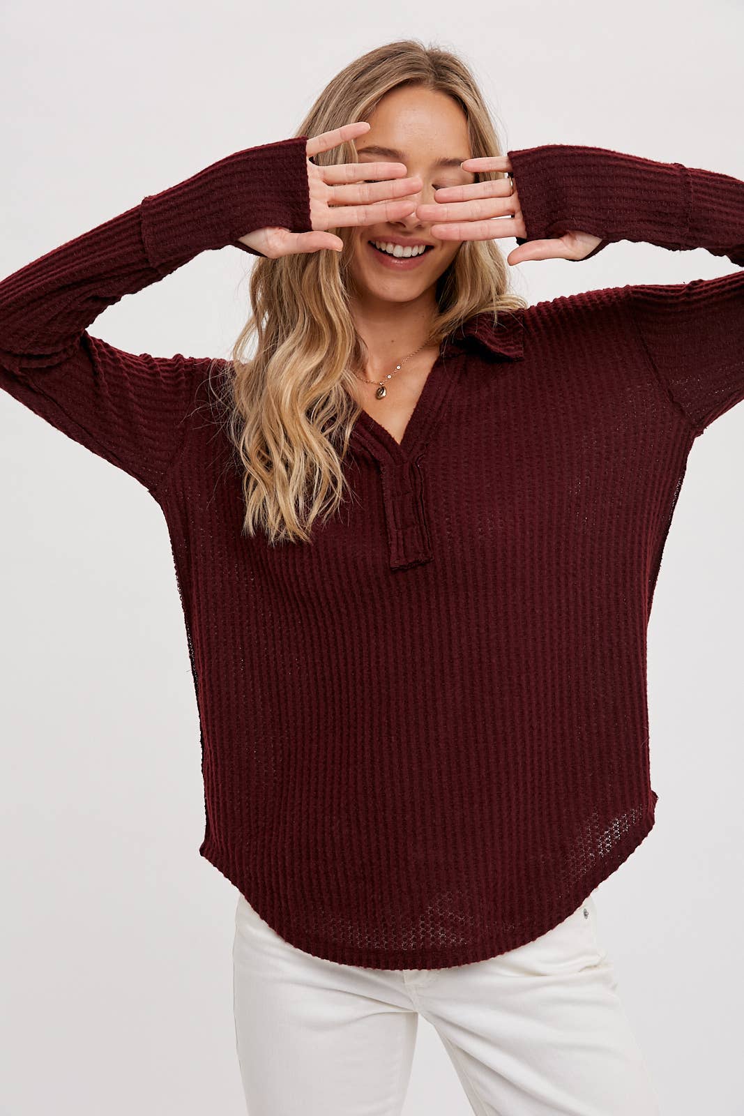 Bluivy - Brushed Waffle Henley Top